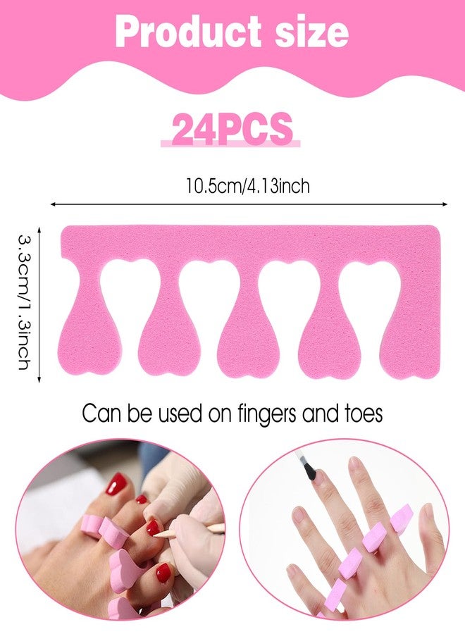 ValueBargain 24 Pcs Toe Spacers for Pedicures, Foam Toe Separators Soft Foam Sponge Toes Spacer for Manicure Pedicure for Easy Naisl Painting (Pink) - Image 2